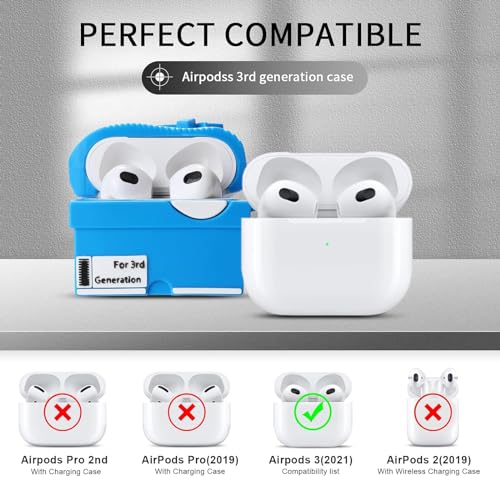 Image of [2Pack] Gedicht for Apple Airpods 3rd Generation Case Cover, Cute Cartoon Shoe Box Soft Silicone Protective Cases for AirPods 3 Case with Keychain for Women Men, Red+Blue