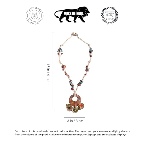 Image of AAKRITI ART CREATIONS Boho & Tribal Handcrafted Ethnic Necklace Collection | Multicolour Pendants, Mandala, Lotus & Dreamcatcher Designs | Artisan Lariat, Collar & Statement Jewelry for Women