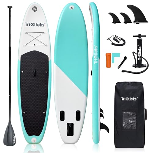 Triclicks 10'x30 Inflatable Stand Up Paddle Board, Ultra-Light Wide Yoga Board for All Skill Levels with Premium SUP Paddleboard Accessories, 84L Waterproof Bag, Anti-Slip Deck for Youth & Adult