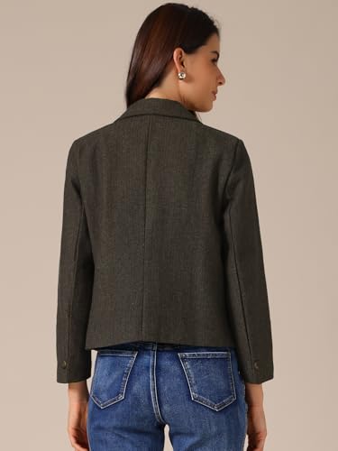 Allegra K Women's Casual Cropped Blazer Bracelet Sleeve Patch Pockets Notched Lapel Jackets4