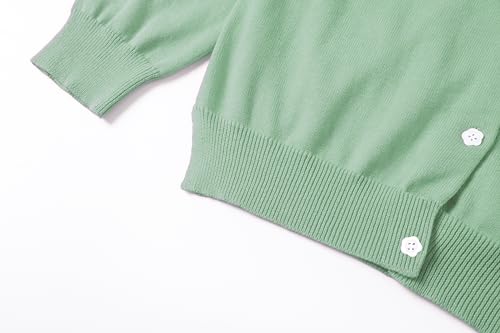 Image of Girls' Cardigan Sweater [Cute Petal Buttons] Cotton Long Sleeve Crewneck Uniform Sweater for 5-14 Years Girls