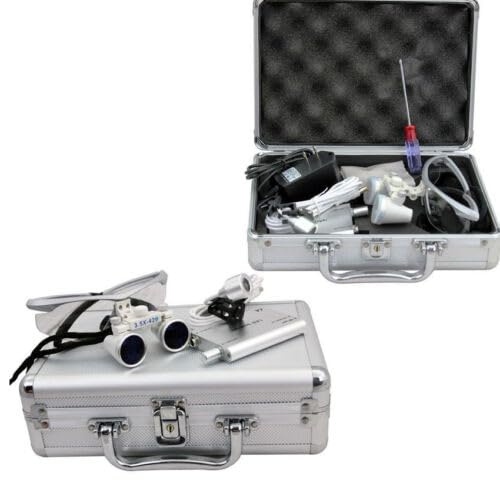 Dental - Lupa binocular para dentista (3,5 unidades, luz LED, lupa oral, con caja de 420 mm)