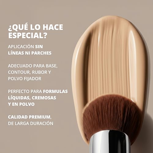 Brocha Base Maquillaje Fluido Kabuki Profesional - Brocha Foundation Contouring Polvos - Fibras Sintéticas Gruesas Negro - imagen 8