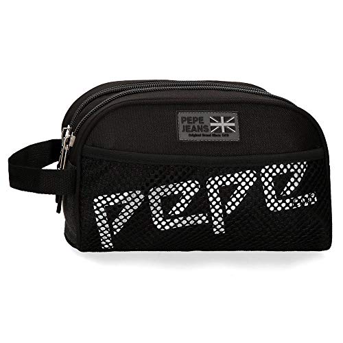 Preisvergleich Produktbild Pepe Jeans Ren Kosmetikkoffer, 26 cm, 4.99 liters, Schwarz (Negro)