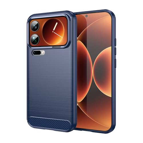 Coque Xiaomi 17 Pro Max en fibre de carbone bleu, finition premium anti-choc élégante