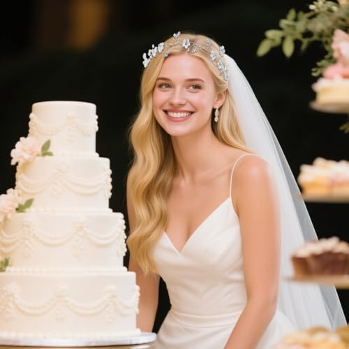 Giantree Flower Girl Headdress, Silver Wedding Pearl Rhinestone Headdress, Girl's First Communion Headdresses, Suitable for Wedding, Birthday, Party, First Communion, Photography (silver)4