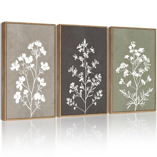 Drsoum Flower Framed Wall Art Vintage Floral Minimalist Wall Hanging