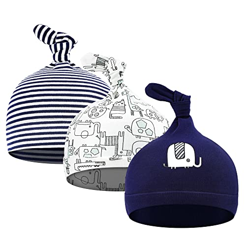 CuteOn 3 Paquete Bebé Beanie Nudo Sombrero Recién Nacido Chicos Chicas Algodón Ajustable...