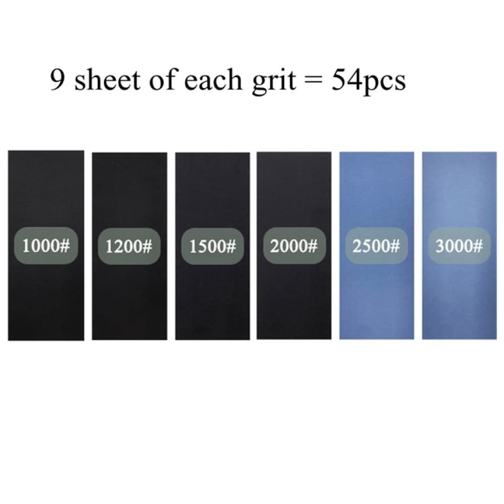 20 pezzi Set di carta vetrata 1000/2000/3000/5000/7000 Carta abrasiva a grana Acqua/Carte abrasive abrasive a secco per la lucidatura dei metalli del legno Automotive, 54 pezzi
