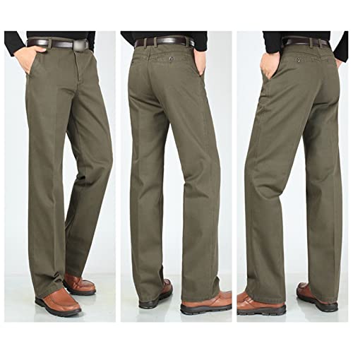 Men's High Waist Casual Straight Slacks　Expandable Waist Comfort Straight Pant No Iron Khaki Classic Fit Pant3