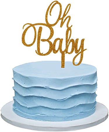 Oh Baby Cake Topper, Decorations for Baby Shower, Baby Girl/Boy's Birthday Party Sign-Gold Color