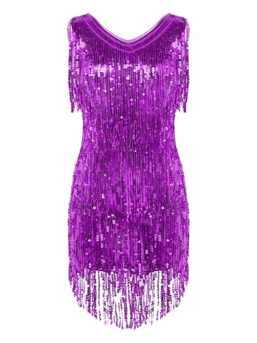 Kaerm Pailletten Kleid Mit Fransen Damen...