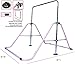 Gymnastics Training Bar for Kids Home Expandable Folding Kip Bar 4 in 1 Set with Swing Seat, 2 Trapeze Rings | Horizontal Bar Junior Gymnastic Equipment Height Adjustable Monkey Bars Jungle Gym Pink