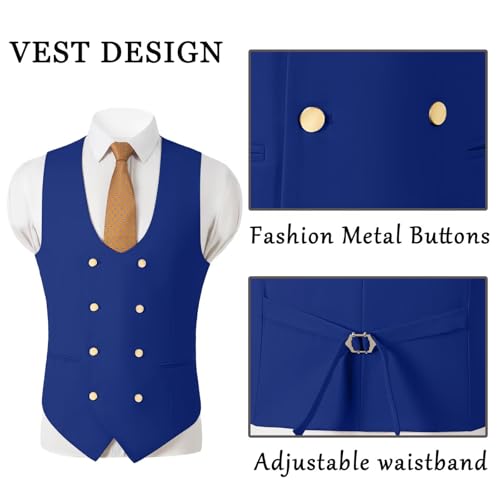 Men's Suits 3 Piece Slim Fit Tuxedo Suit One Button Double Breasted Men Wedding Prom Homecoming Suits Blazer Vest Pants3