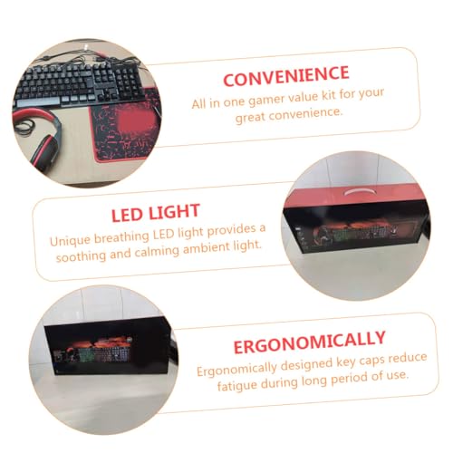 Ensemble clavier et souris pour joueurs sur tapis de souris en ABS noir - 3