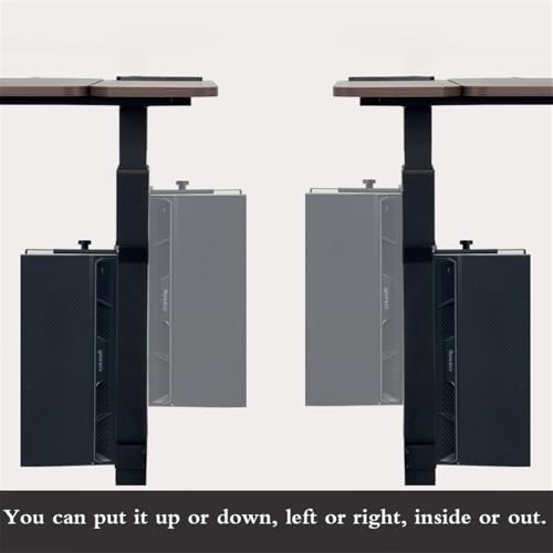 Soporte para CPU bajo el escritorio - Soporte colgante dividido para torre PC, abrazadera negra de acero, soporte resistente para escritorio ajustable y torre PC miniatura 4