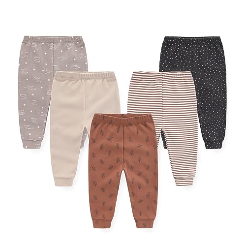 Image of ZAV Baby Boy Girl Pants Sets Cotton Infants Bottoms 5 Pack 0-12 Month Baby Essentials Must Haves