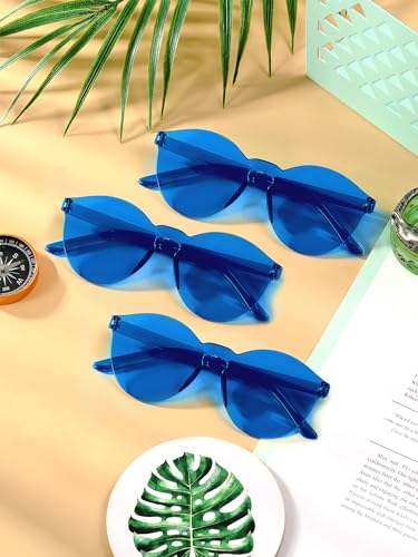Hoteam 24 Pairs Rimless Round Sunglasses Bulk Tinted Party Sunglasses Transparent Candy Color Eyewear for Women Men Party4