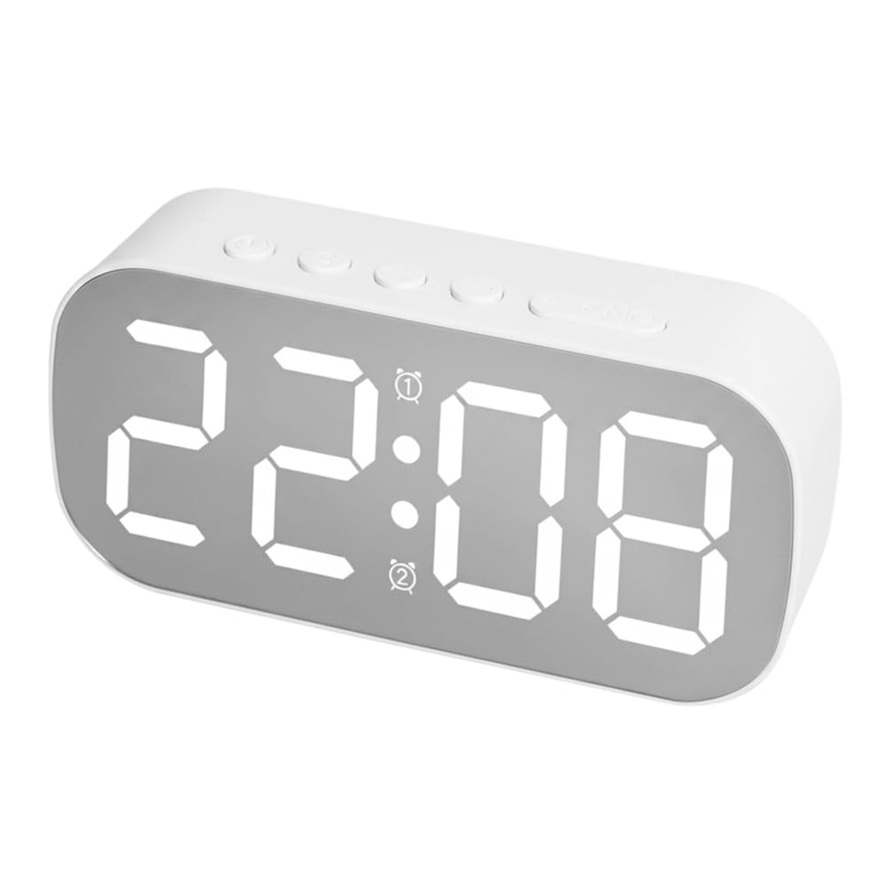 DONGKER LED Digital Display Electronic Clock, Brightness Adjustable Mirrored Alarm Clocks with Snooze Function Clock for Bedroom Office Living Room