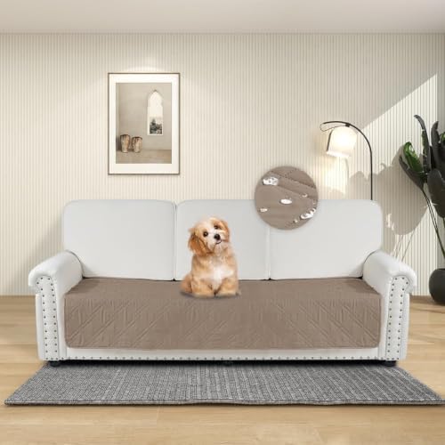 DUJUIKE Wasserdichter Sofabezug für Hunde, 100% wasserdichte Hundedecke, Sofaschutz, Bettdecke mit Antirutschpartikeln, Möbelschutz für Hunde, Katzen und Haustiere (Metallisches Br