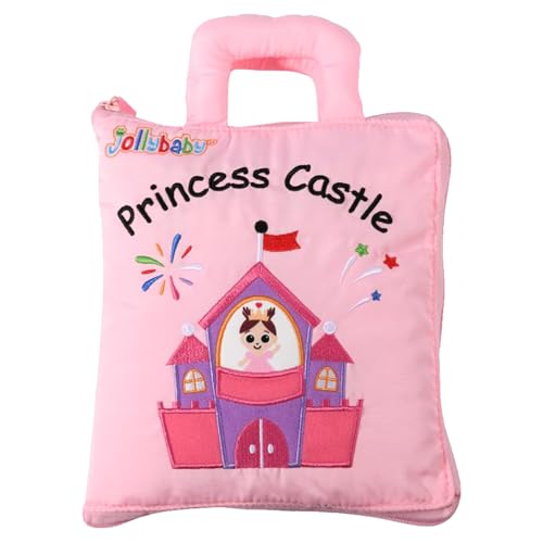 Image of Jollybaby Baby Soft Busy Books - Princess Castle, Travel Toy & Montessori Sensory Educational, 10 Preschool Learning Activities for 2 3 4 Year Old Toddlers Boy Girl(Pink)
