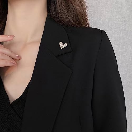Image of White Crystal Heat Shape Brooches Pins Dainty Rhinestone Love Heart Brooches Women Girls Valentine's Day Gift