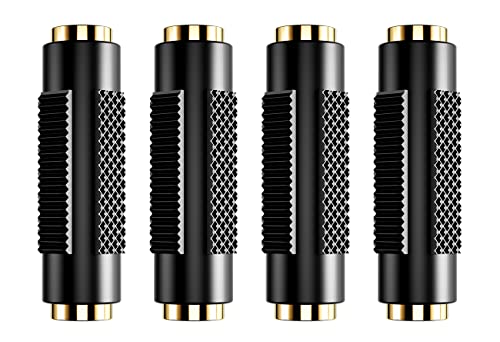 PANPEO 3.5 mm Female to Female Adapter, 3.5mm Stereo Jack to 3.5mm Stereo Jack Adapter Connectors Stereo Coupler Female to Female Gold Plated -4pack