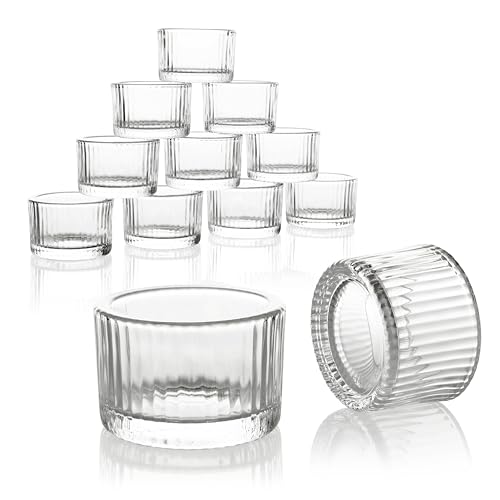 Nordstern Teelichtgläser 12er Pack - Kleine Windlichter, Teelichthalter zur Tischdeko -...