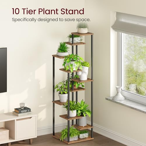 Image of Yzosvki 10 Tier Plant Stand Indoor Tiered Corner Plant Shelf
