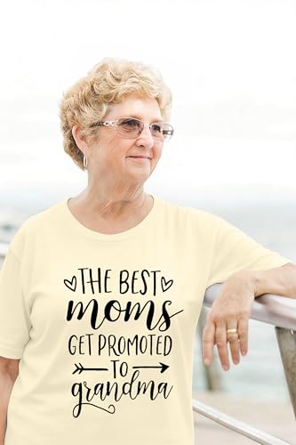Image of Women Best Moms Shirt Get Promoted to Grandma T Shirt Grandmother Gift Shirt Short Sleeve Casual Tee Top
