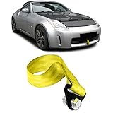 Rennsport Abschlepphaken aus Stoff Gelb Kurze Variante Universal - Extra sportliche Optik - Sehr stabil mit hoher Zugkraft - Gesamtlänge Stoff: 21,5cm - Gewinde: M22 Rechtsgewinde - Gewindelänge: 30mm