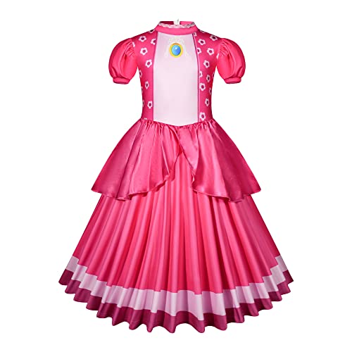 Ocupaily Girls Princess Peach Costume Dress Up Cosplay With Crown Gloves Earrings Kids Toddler 2023 Movie Game Party Gift #TOP2