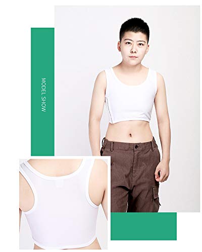 BaronHong Mesh Chest Binder Short Corset Sport Bra for Tomboy Lesbian(White,M) - Thumbnail 4