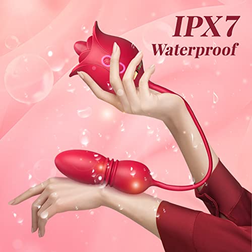 Thrusting Dildo Rose Sex Toys, Rose Sex Stimulator For Women With 9 Tongue Licking & 9 Thrusting G Spot Vibrators, Adult Sex Toys Clitoral Nipple Licker For Woman Man Couples Pleasure #TOP4