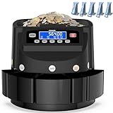 PONNOR Coin Counter Machine Sorter Change and Wrapper Roller Counting Organizer Sorts up to 300 Coins Per Minute Automatically Sorts and Batches - Black