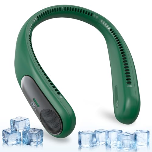 Portable Neck Fan,Personal Wearable Bladeless Fan,LED Display,4-Speeds,6000mAh USB Rechargeable,360° Strong