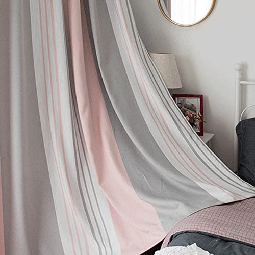 Bhusb Linen Blackout Curtains 84 Inch Long For Bedroom Pink Grey Curtains Room Darkening Panels,Grommet Ombre Curtains For Living Room Decor 2 Panels Patchwork Window Treatments,52X84 Inches #TOP1