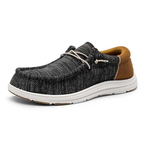 Bruno Marc Men's Arch Support Casual Slip-on Shoes Loafers for Men Non Slip Comfortable Boat Shoes 9 Black/Brown