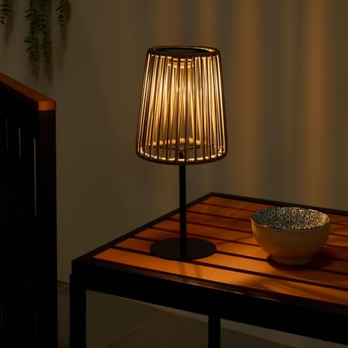 OHS Solar Table Lamps Outdoor Garden Grey Weather-Resistant Solar Rechargeable Cordless Outdoor Lamps for Patio Balcony with Automatic Dusk Sensor String Light Home Decor Desk Lamp