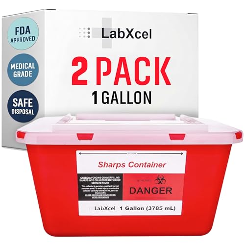 Sharps Container 1 Gallon (2 Pack) - Large Capacity Sharps Container for Home & Professional Use