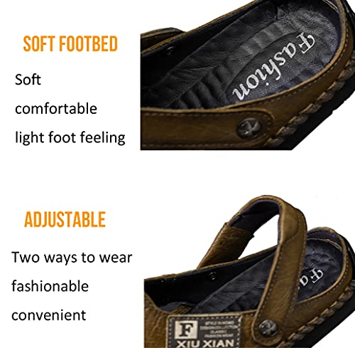 Asifn Men's Outdoor Causal Sandals Closed Toe Adjustable Leather Sport Sandal Summer Beach Walking Slides3