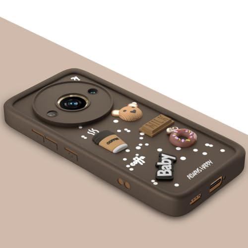 Image of Bintage Cute Fun Ball | Taddy Cartoon 3D Smiley Coffee Cup | Milk Donut | Full Protection Rubber Back Cover Compatible for REDMI A3x 2024 - Brown