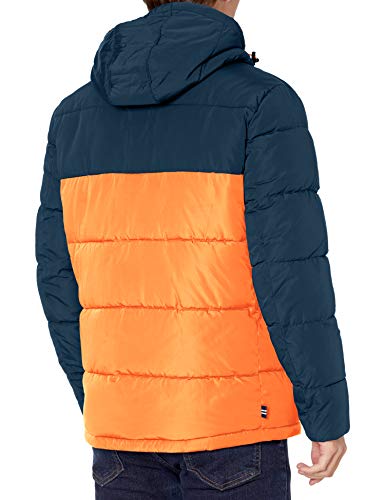 Image of Nautica Men's Midweight Quilted Faux Memory Puffer Jacket -Adjustable Hood Insulated Winter Coat