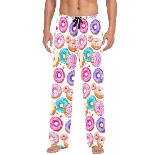 Donut Men's Pajamas Pants Cotton Sleep Bottoms Pants Lounge Sleepwear - S2