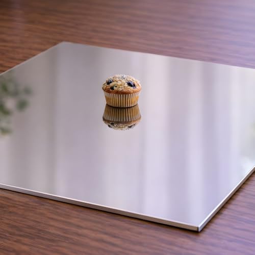 Image of SMILEDRIVE Gold & Silver Acrylic Display Table Risers, 30 x 30cm, Set of 2 | Reflective, Professional Product Photography, Square , One Gold, One Silver, One-Sided