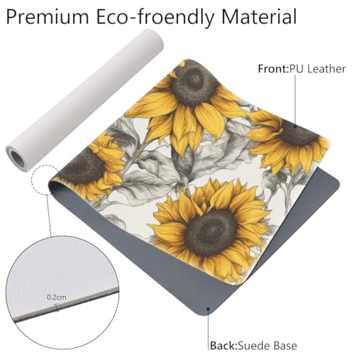 Mouse Pad grande LuGeKe de PU Leather flores miniatura 2