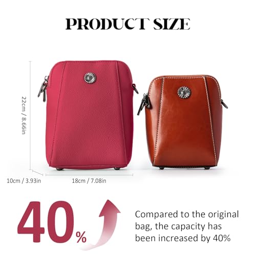 Image of Genuine Leather Small Crossbody Bags for Women | Lightweight Shoulder Purse, Designer Handbag with Adjustable Strap, Casual Travel Everyday Bag