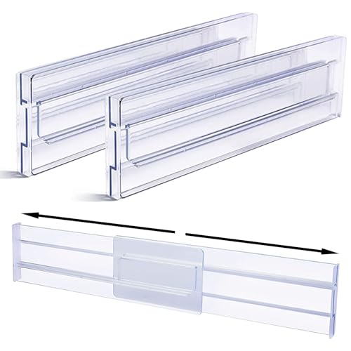 Yyyuluo 2 Pack 3.1 High Profile Drawer Dividers Organisers - Adjustable 10.8-20.5 Width Clear Plastic for Underwear Socks Baby Essentials Cosmetics