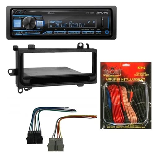 Alpine UTE-73BT Single-DIN Car Digital Media Stereo for 1994-2001 Dodge Ram & KIT10 Installation AMP Kit