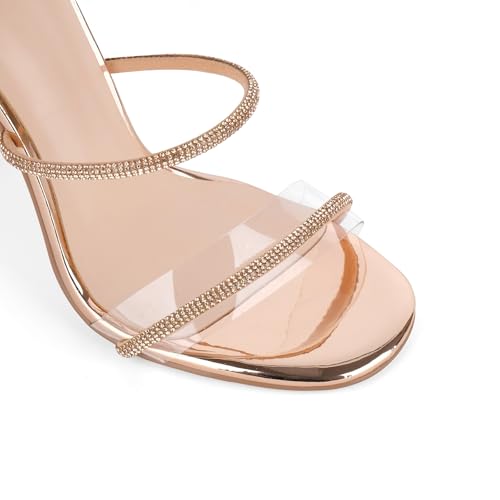 Image of richealnini Rhinestone Stiletto Heels Sandals for Women Crystal Straps Buckle Up Party Dress